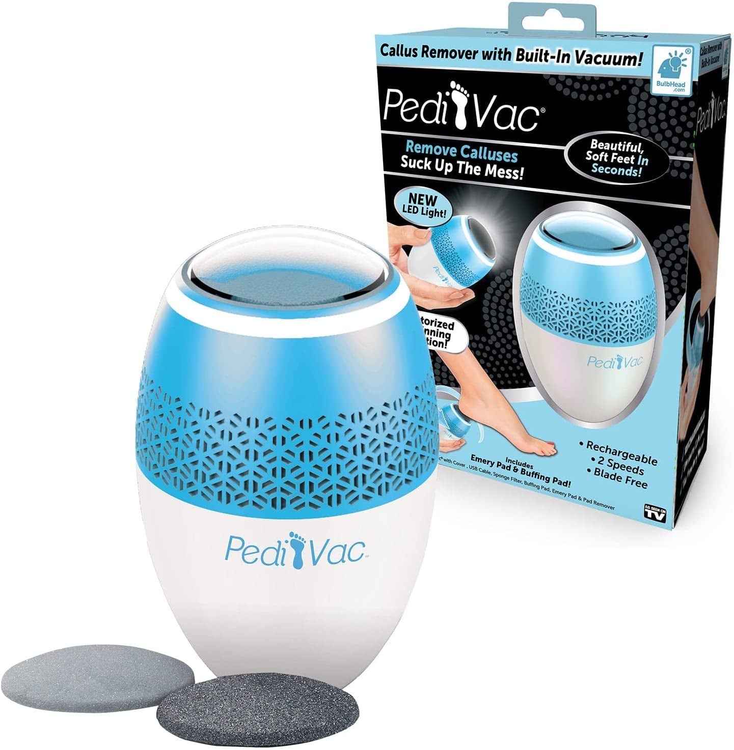 "CRACKED" Electric Pedi Vac - Powerful Callus Remover with Built-In Vacuum for Mess-Free Exfoliation