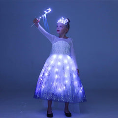 Pretty Eva-Girls Light up Princess Dress up Costume, Party Fancy Dress for Halloween