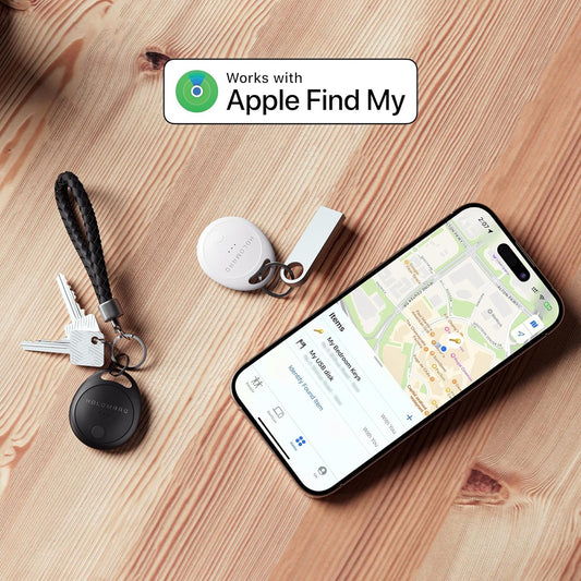 Air tracker Tags-2 Pack Trackers like Airtgas, Tracker Works with Apple Find My [ Ios ONLY ], Luggage, Key Finder Locator with Sound, 0.3Oz, for (Car) Keys, Backpack, Pets, Kids (Black)