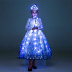 Pretty Eva-Girls Light up Princess Dress up Costume, Party Fancy Dress for Halloween